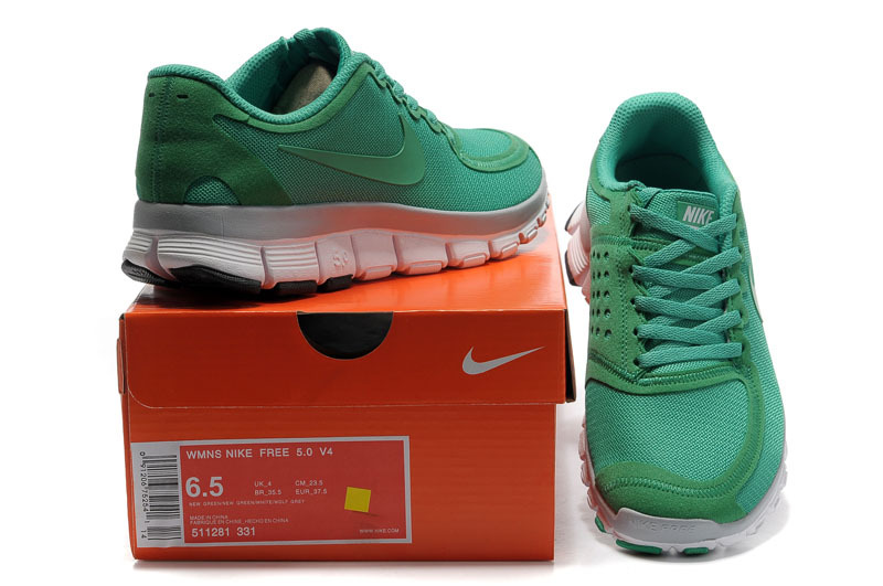 Nike Free Run 5.0 V4 Green White Running Shoes - Click Image to Close