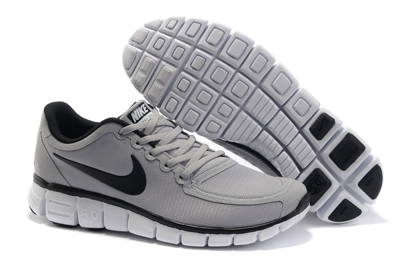 Nike Free Run 5.0 V4 Grey Black White Running Shoes - Click Image to Close