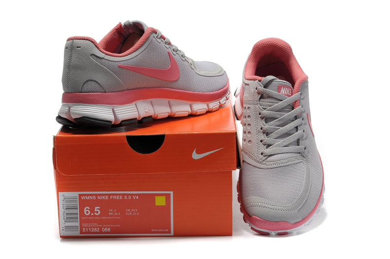 Nike Free 5.0 V4 Grey Pink White Running Shoes - Click Image to Close