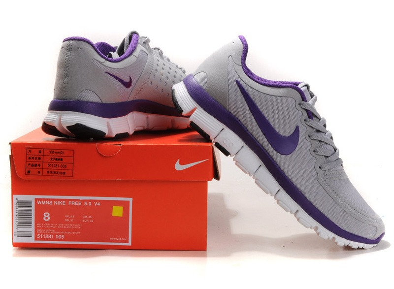 Nike Free 5.0 V4 Grey Purple White Running Shoes