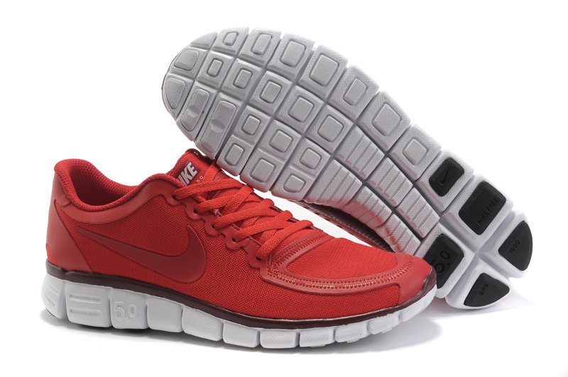 Nike Free Run 5.0 V4 Wine Red White Running Shoes - Click Image to Close