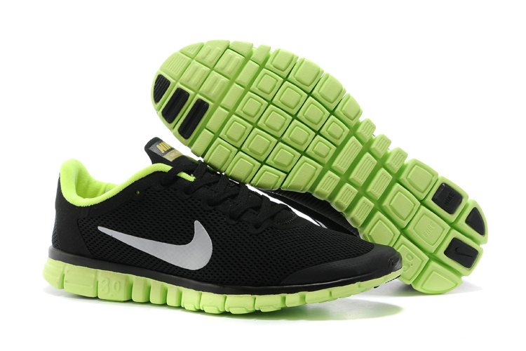 Nike Free Run.3.0 Boutique Black Fluorscent Green Women's Sport Shoes - Click Image to Close