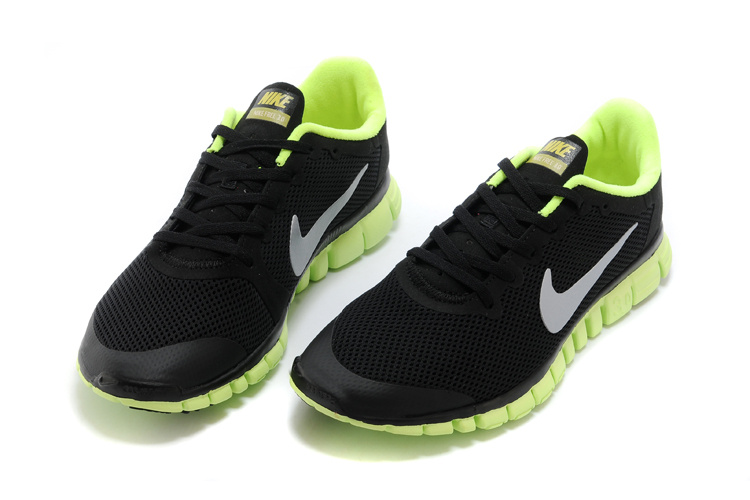 Nike Free Run.3.0 Boutique Black Fluorscent Green Women's Sport Shoes - Click Image to Close