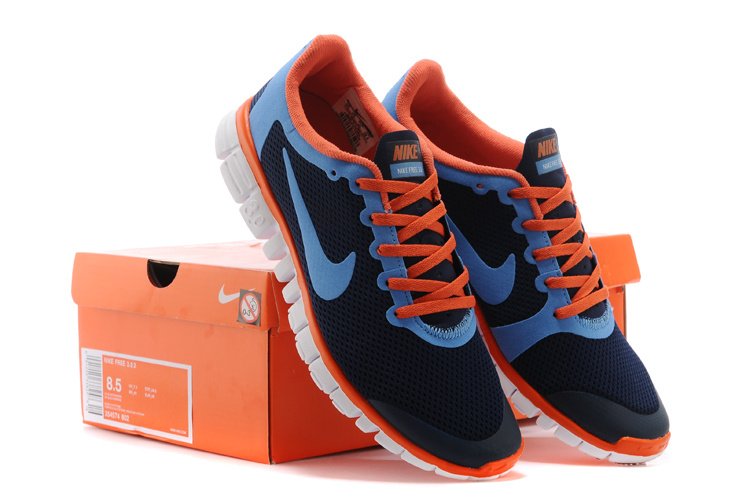 Nike Free Run.3.0 Boutique Dark Blue Orange Women's Sport Shoes - Click Image to Close