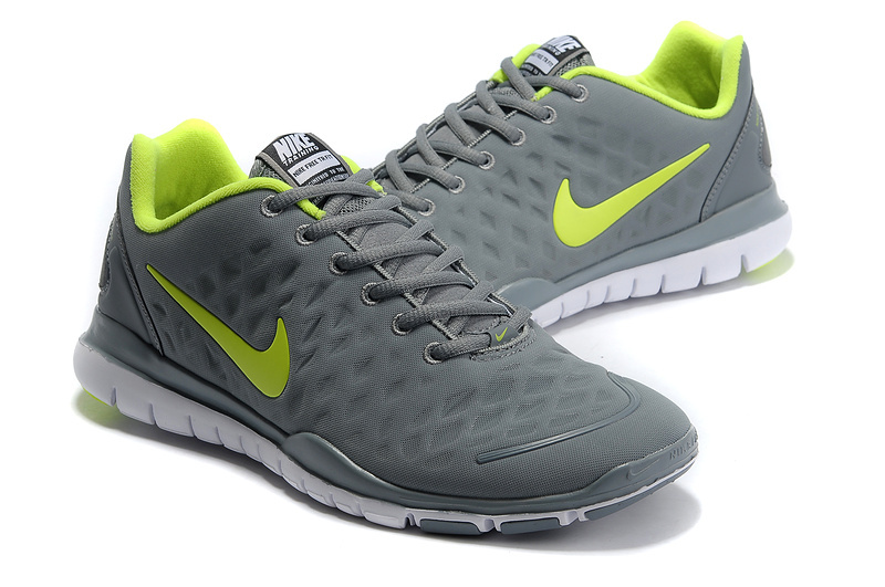 Nike Free TR Fit Grey Fluorescent Green Running Shoes - Click Image to Close