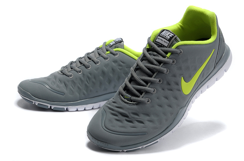 Nike Free TR Fit Grey Fluorescent Green Running Shoes - Click Image to Close