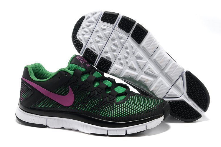 Nike Free 3.0 Trainer Black Green Purple Shoes - Click Image to Close