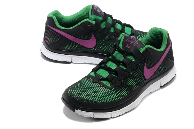 Nike Free 3.0 Trainer Black Green Purple Shoes - Click Image to Close