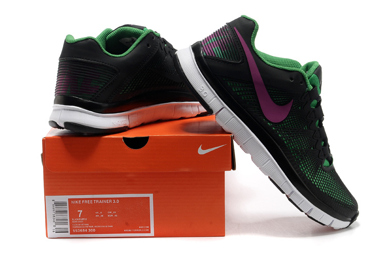 Nike Free 3.0 Trainer Black Green Purple Shoes - Click Image to Close