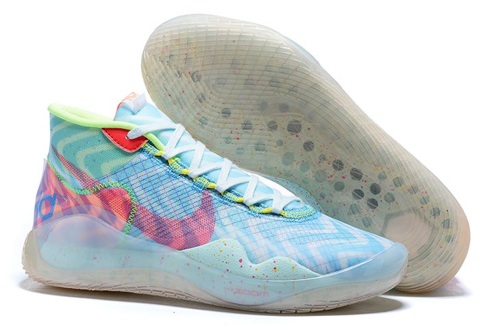 Nike KD 12 Wavvy Teal Tint Blue Gaze Red Shoes - Click Image to Close