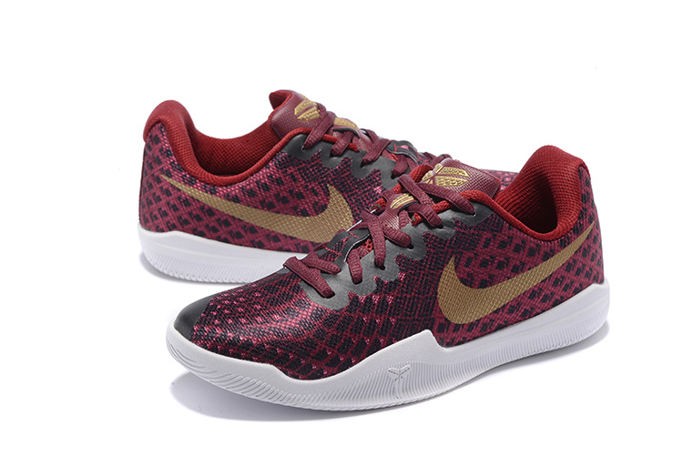 Nike Kobe Mentality III Wine Red Gold Basketball Shoes For Women - Click Image to Close