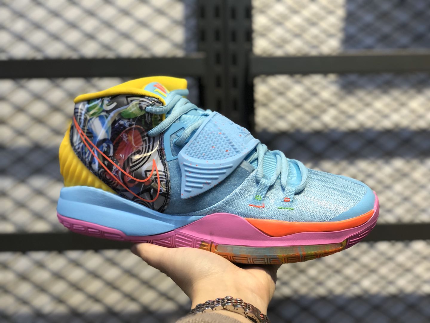 Nike Kyrie 6 Pre Heat Miami Baltic Blue Volt Hyper Pink Shoes - Click Image to Close