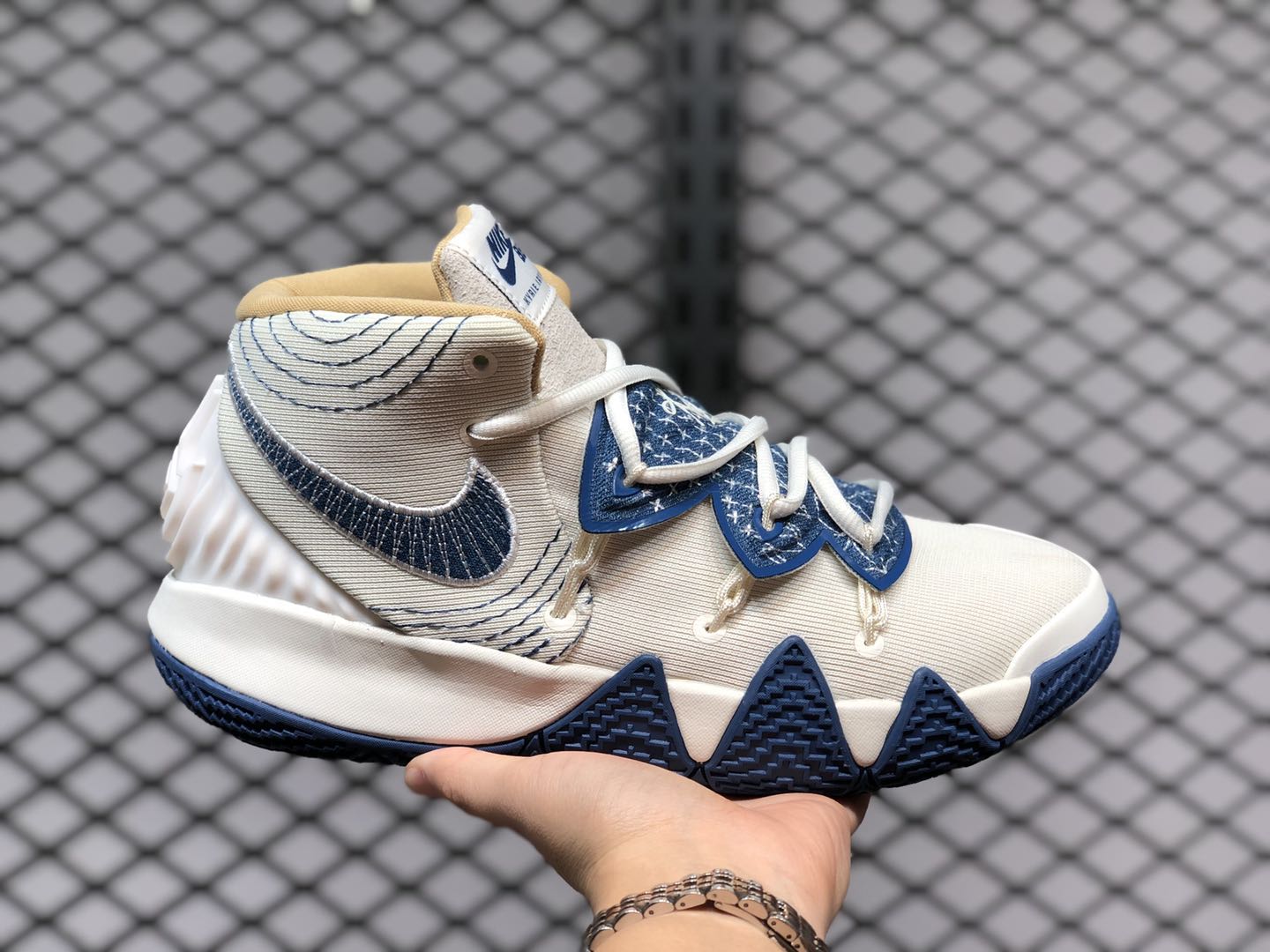 Nike Kyrie S2 Sashiko Cool Cream Blue Shoes - Click Image to Close