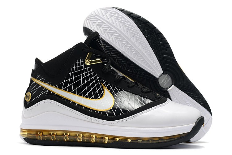 Nike LeBron 7 Black White Gold Shoes - Click Image to Close