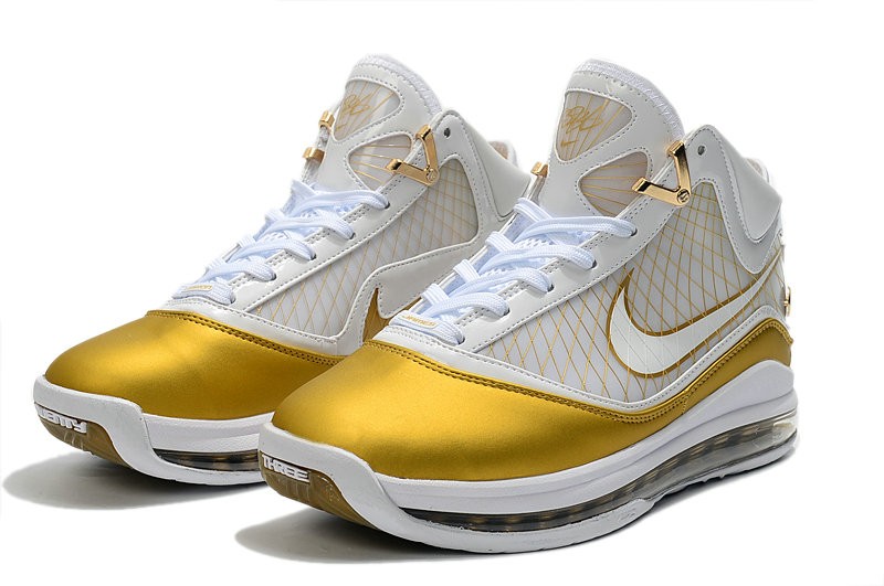 Nike LeBron 7 White Gold Shoes - Click Image to Close