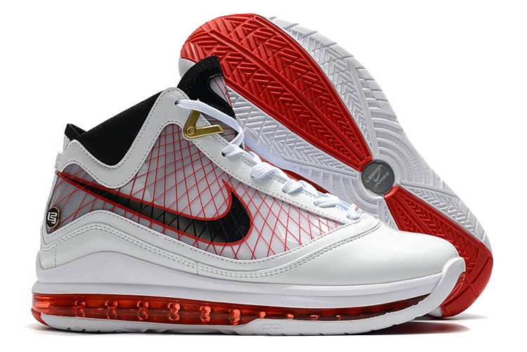 Nike LeBron 7 White Red Black Shoes - Click Image to Close