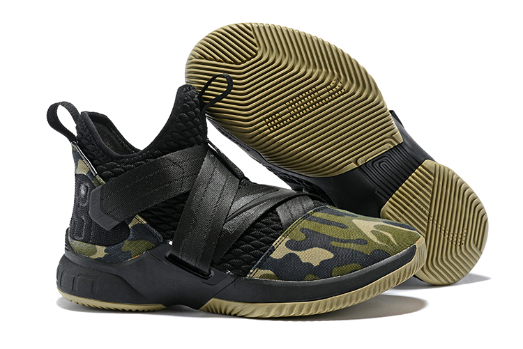 Nike Lebron 12 Army Green Camou Shoes - Click Image to Close