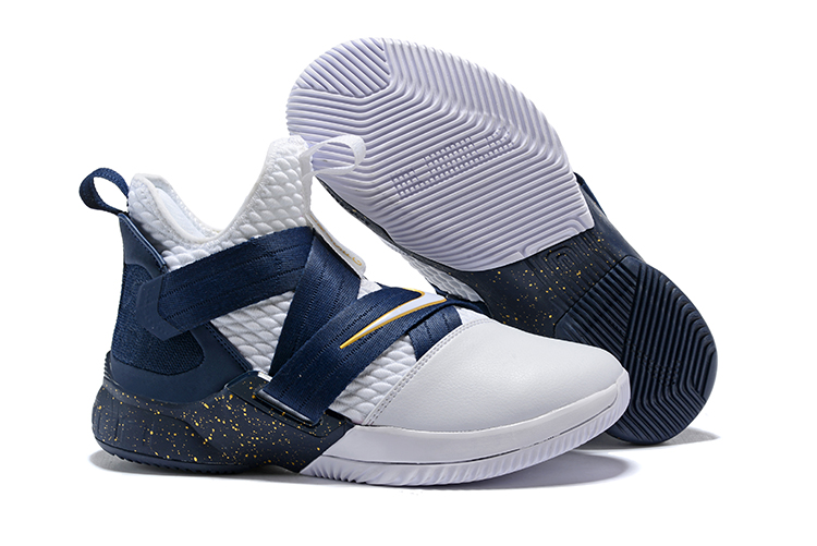 Nike Lebron 12 Solider Dark Blue White Gloden Shoes