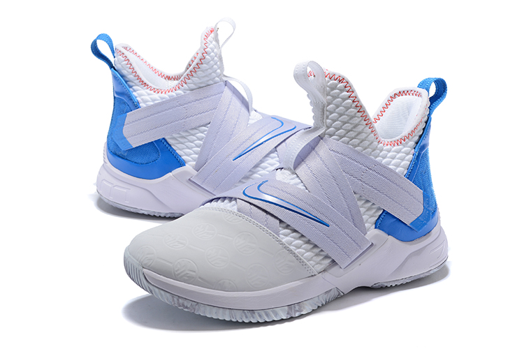 Nike Lebron 12 Solider White Blue Shoes - Click Image to Close