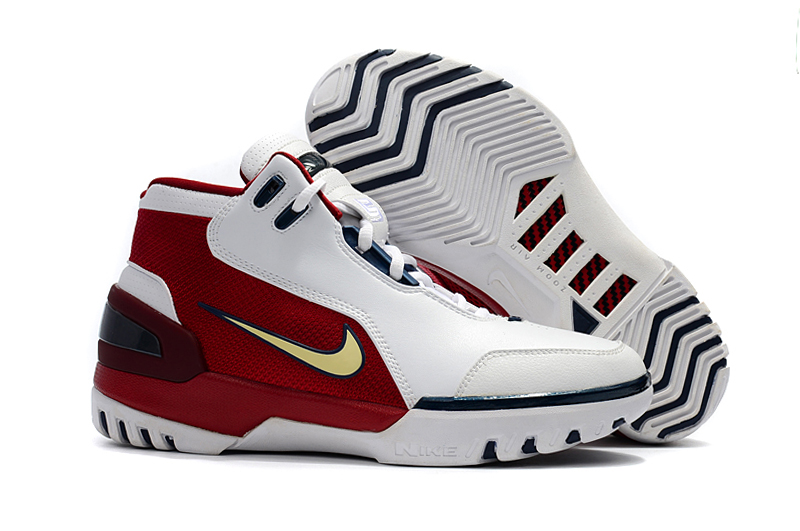 Nike Lebron James 1 Copy Cloning Limited White Red Blue Shoes - Click Image to Close