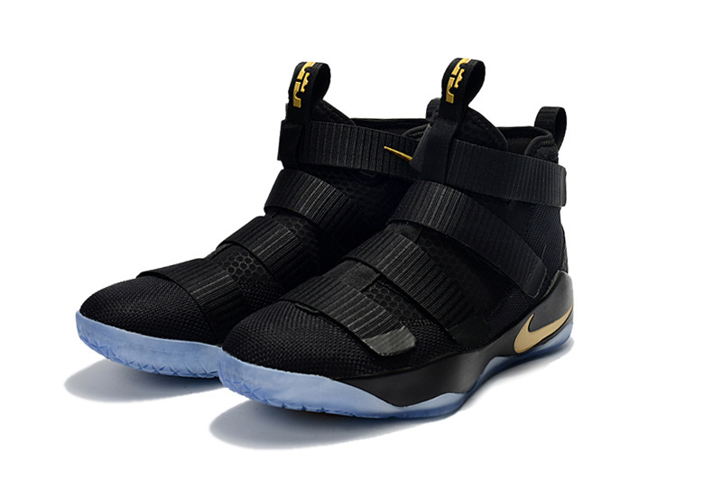 Nike Lebron Soldier 11 Black Gold Basketball Shoes For Women - Click Image to Close