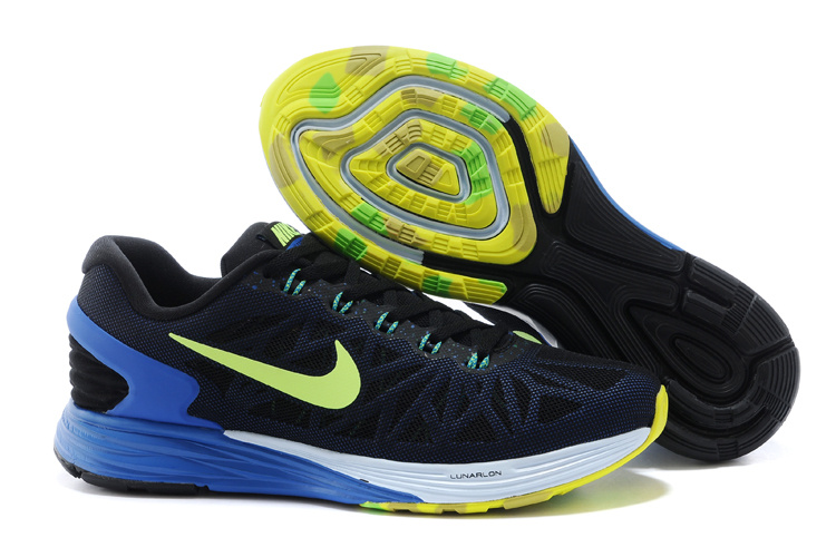 Nike Moofall 6 Black Blue Yellow Sport Shoes - Click Image to Close