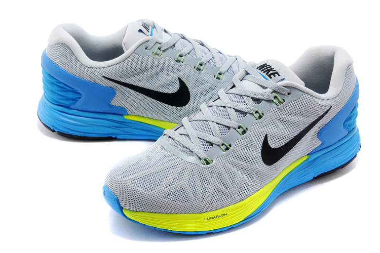 Nike Moofall 6 Grey Blue Yellow Sport Shoes - Click Image to Close