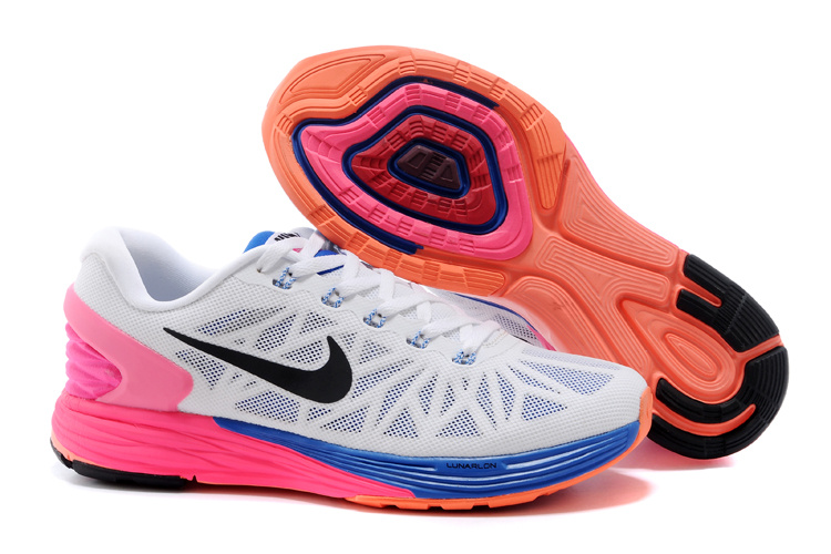 Nike Moofall 6 White Blue Pink Running Shoes For Women - Click Image to Close