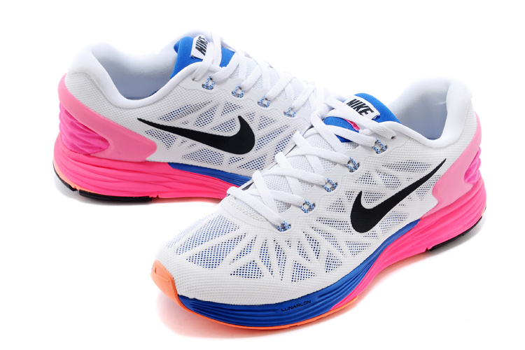 Nike Moofall 6 White Blue Pink Running Shoes For Women - Click Image to Close