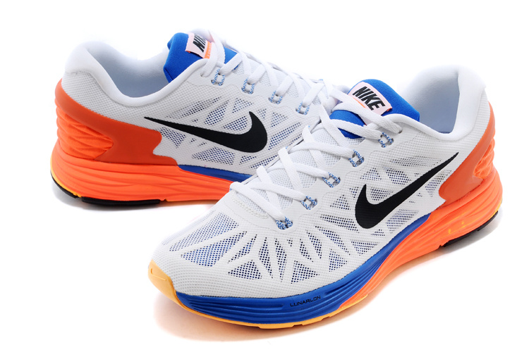 Nike Moofall 6 White Orange Blue Sport Shoes