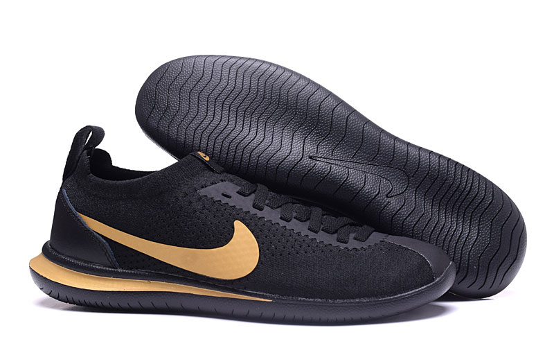 Nike NSW Cortez Flyknit Black Gold Shoes - Click Image to Close