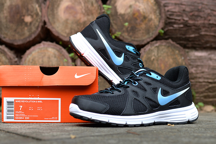 Nike Revolution 2 MSL Black Blue White Running Shoes - Click Image to Close