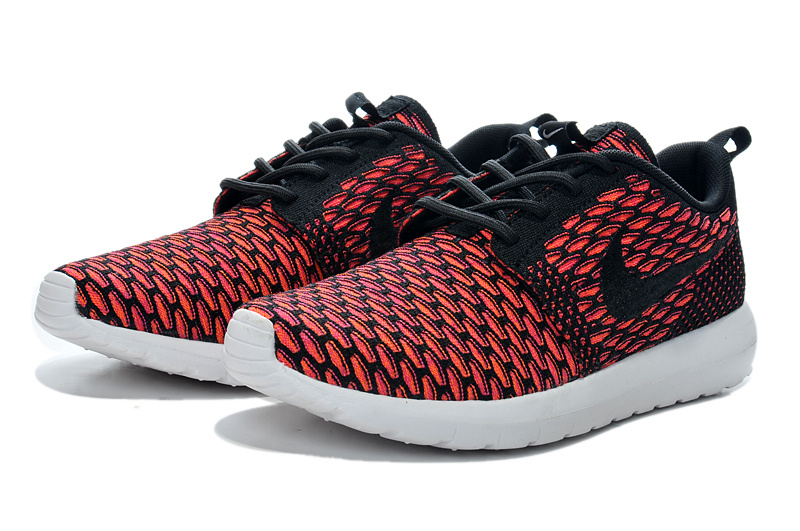 Nike Roshe Flyknit Red Black Swosh Sport Shoes - Click Image to Close