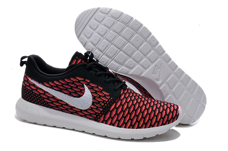 Nike Roshe Flyknit Red Black Sport Shoes - Click Image to Close