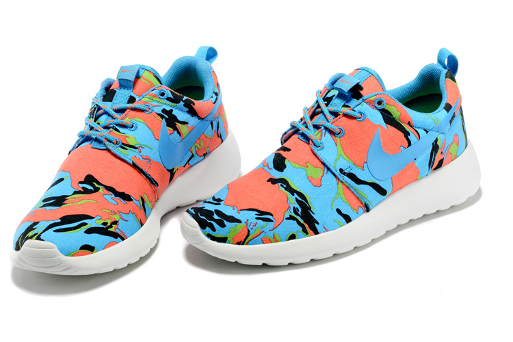 Nike Roshe Run 3M Blue Red White Women Shoes - Click Image to Close