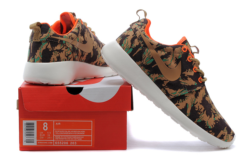 Nike Roshe Run 3M Coffe Black Orange White Shoes