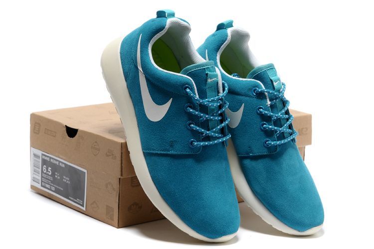 Nike Roshe Run Baby Blue White Swoosh Shoes