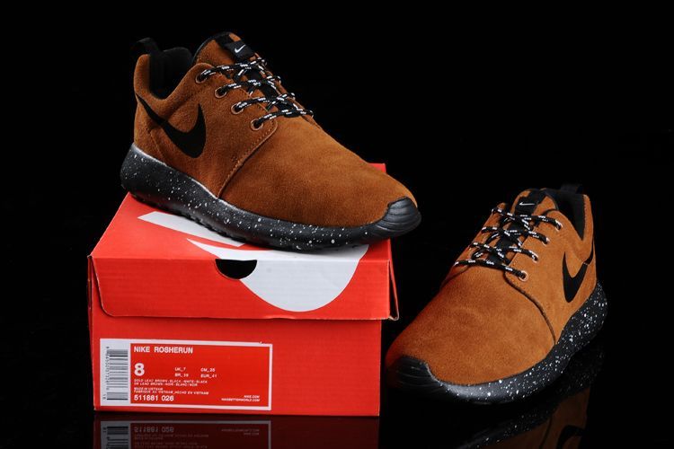 Nike Roshe Run Brown Black Running Shoes - Click Image to Close