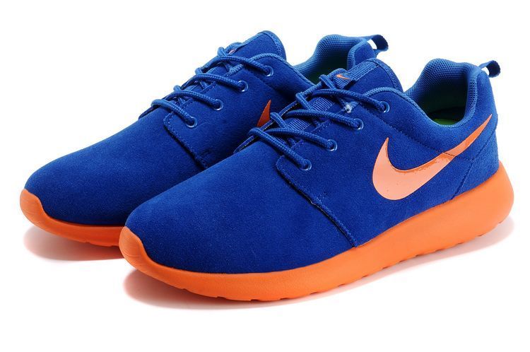 Nike Roshe Run Dark Blue Orange Swoosh Shoes