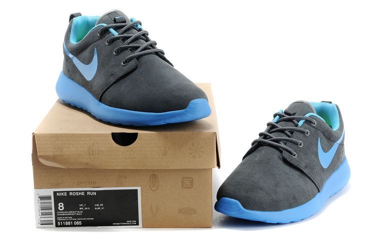Nike Roshe Run Dark Grey Blue Swoosh Shoes