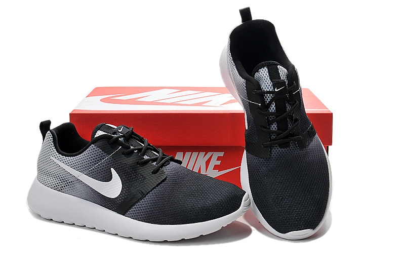 Nike Roshe Run Gradual Black Grey White Women Shoes - Click Image to Close