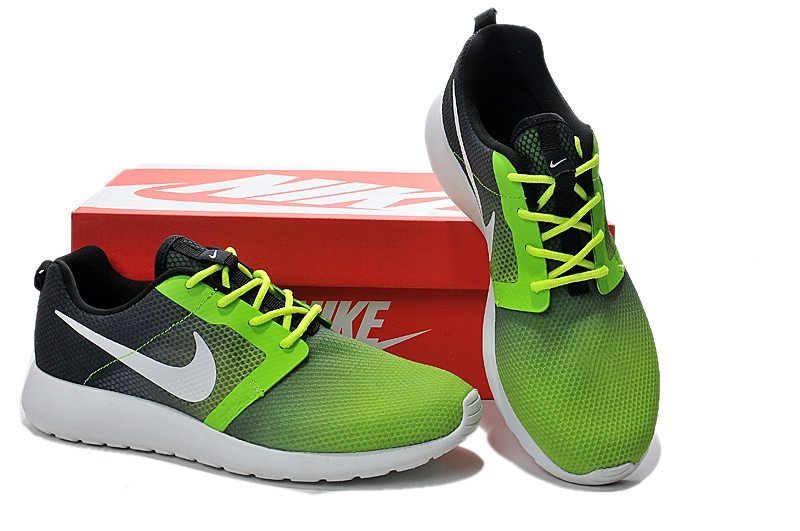 Nike Roshe Run Gradual Green Black White Shoes - Click Image to Close