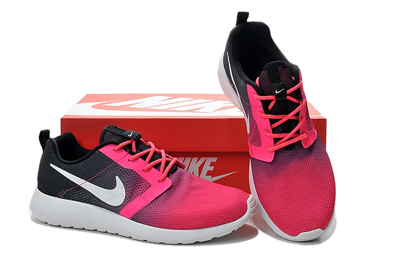 Nike Roshe Run Gradual Pink Black White Women Shoes