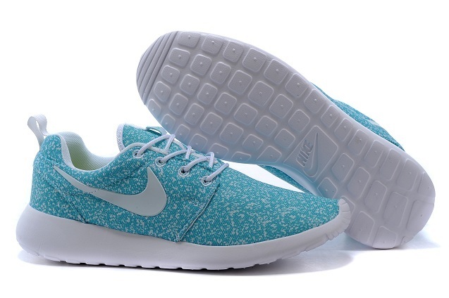 Nike Roshe Run Mesh Printing Baby Blue White Shoes