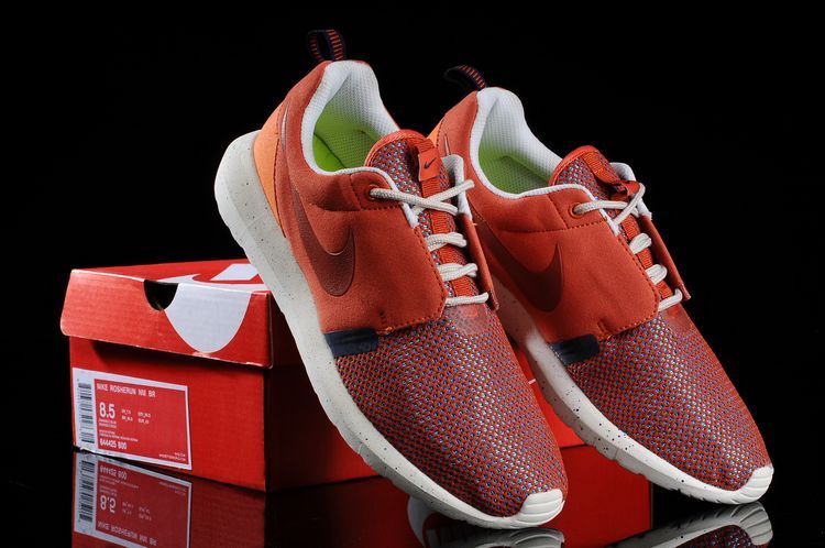 Nike Roshe Run NM BR 3M Orange Wine Red White Shoes - Click Image to Close