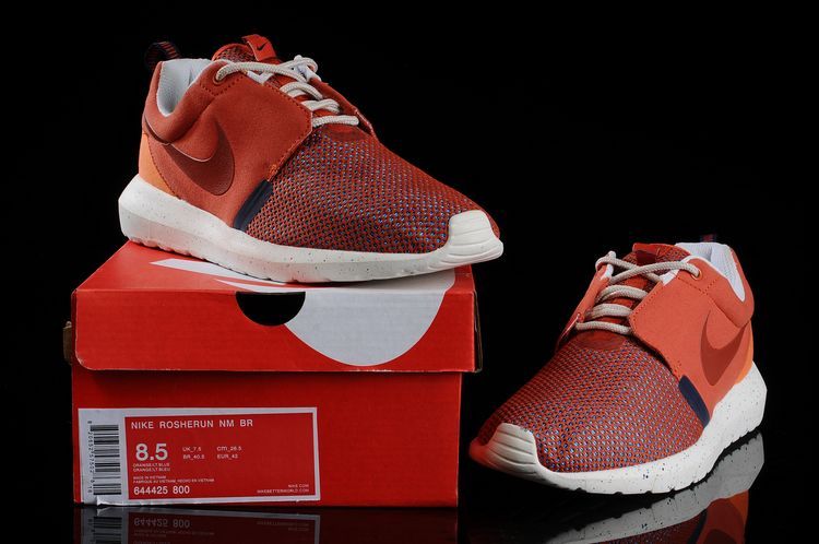 Nike Roshe Run NM BR 3M Orange Wine Red White Shoes - Click Image to Close