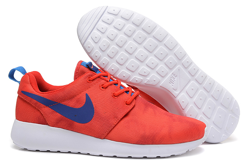 Nike Roshe Run Pattern Red Blue White Shoes