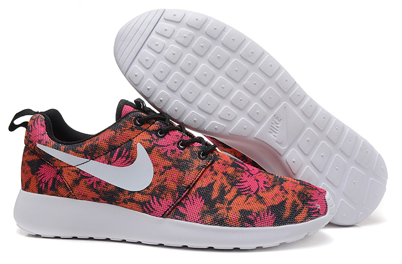 Nike Roshe Run Pattern Red Orange Black White Shoes