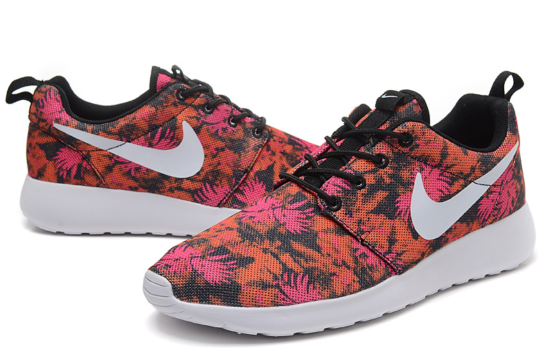 Nike Roshe Run Pattern Red Orange Black White Shoes