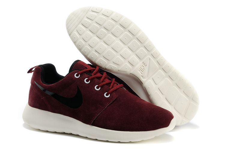 Nike Roshe Run Wine Red White Black Swoosh Shoes - Click Image to Close